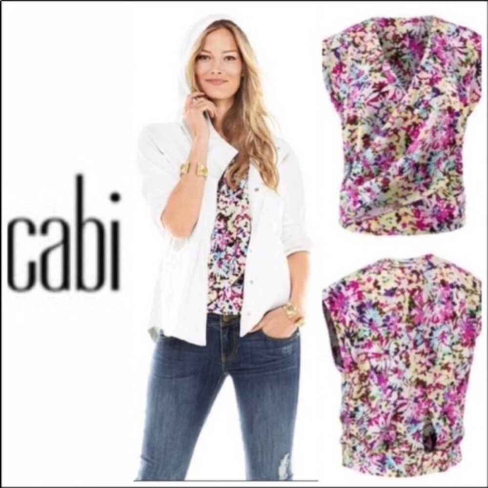 CAbi  Eden Floral wrap blouse